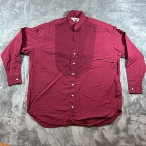 Frank & Eileen Shirt Womens XXS Red Victoria Oversized Tuxedo Top Button Up